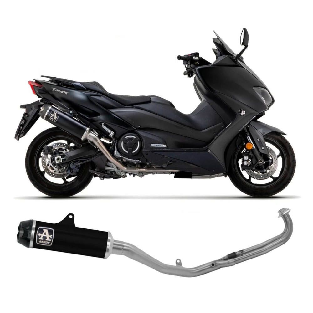 Escape ARROW Indy Race homologado en titanio negro para YAMAHA T-MAX 530 17-19